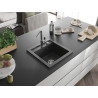 Mexen Vito granite single-bowl kitchen sink with Flora faucet, black speckled - 6503-76-670401-00