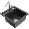 Mexen Vito 1-bowl granite sink with Flora kitchen tap, black speckled - 6503-76-670401-00