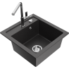 Mexen Vito granite single-bowl kitchen sink with Flora faucet, black speckled - 6503-76-670401-00