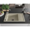 Mexen Elias single-bowl granite sink with drainer and Flora kitchen tap, beige - 6511-69-670401-07-B