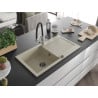 Mexen Leo 1-bowl granite sink with drainer and kitchen tap Duo, beige - 6501-69-671701-07-B