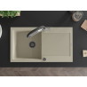 Mexen Leo granite sink 1-chamber with drainer and kitchen faucet Duo, beige - 6501-69-671701-07-B