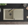 Mexen Leo granite kitchen sink 1-bowl with drainer and Duo kitchen faucet, beige - 6501-69-671701-57-B