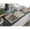 Mexen Leo granite kitchen sink 1-bowl with drainer and kitchen faucet Duo, beige - 6501-69-671701-70-B