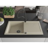 Mexen Leo granite kitchen sink 1-bowl with drainer and kitchen faucet Duo, beige - 6501-69-671701-70-B