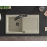 Mexen Leo 1-bowl granite sink with drainer and Duo kitchen faucet, beige - 6501-69-671701-70-B