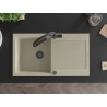 Mexen Leo granite kitchen sink 1-bowl with drainer and kitchen faucet Duo, beige - 6501-69-671701-70-B