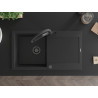 Mexen Leo granite kitchen sink 1-bowl with drainer and Duo kitchen faucet, black/silver metallic - 6501-73-671701-70-B