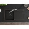 Mexen Leo 1-bowl granite sink with drainer and Duo kitchen faucet, black/gold metallic - 6501-75-671701-07-B