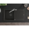Mexen Leo Granite Kitchen Sink 1-Bowl with Drainer and Duo Kitchen Tap, Black/Gold Metallic - 6501-75-671701-07-B