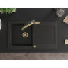 Mexen Leo 1-bowl Granite Sink with Drainer and Duo Kitchen Faucet, Black/Gold Metallic - 6501-75-671701-57-G