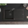 Mexen Leo 1-bowl granite kitchen sink with drainer and Duo tap, black/golden metallic - 6501-75-671701-70-B