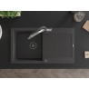 Mexen Leo 1-bowl granite sink with drainer and Duo kitchen faucet, speckled black - 6501-76-671701-07-B