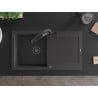 Mexen Leo 1-compartment granite sink with a drip tray and kitchen mixer tap Duo, spotted black - 6501-76-671701-70-B