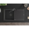 Mexen Leo granite sink 1-bowl with drainer and Duo kitchen faucet, speckled black - 6501-76-671701-70-B