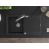 Mexen Leo 1-bowl granite sink with drainer and Duo kitchen faucet, black - 6501-77-671701-07