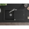 Mexen Leo granite sink 1-bowl with drainer and Duo kitchen tap, black - 6501-77-671701-07