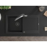 Mexen Leo 1-bowl granite sink with drainer and Duo kitchen faucet, black - 6501-77-671701-07-B