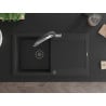 Mexen Leo granite sink 1-bowl with drainer and Duo kitchen tap, black - 6501-77-671701-07-B
