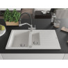 Mexen Matias 1.5-bowl granite sink with drainer and Duo kitchen faucet, white - 6502-20-671701-07