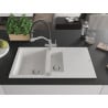 Mexen Matias 1.5-compartment granite sink with a drip tray and kitchen mixer tap Duo, White - 6502-20-671701-07