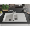Mexen Matias 1.5-bowl Granite Sink with Drainer and Duo Kitchen Faucet, White - 6502-20-671701-07-B