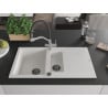 Mexen Matias 1.5-bowl granite sink with drainer and Duo kitchen tap, white - 6502-20-671701-07-B