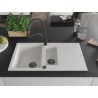 Mexen Matias 1.5-bowl granite sink with drainer and Duo kitchen tap, white - 6502-20-671701-70-B