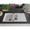 Mexen Matias granite sink 1.5-bowl with drainer and Duo kitchen faucet, white - 6502-20-671701-70-B