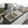 Mexen Matias granite sink 1.5-bowl with drainer and Duo kitchen faucet, beige - 6502-69-671701-07