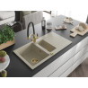 Mexen Matias granite sink 1.5-bowl with drainer and Duo kitchen faucet, beige - 6502-69-671701-57-G