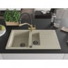 Mexen Matias 1.5-Bowl Granite Sink with Drainer and Duo Kitchen Tap, Beige - 6502-69-671701-57-B