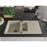 Mexen Matias granite sink 1.5-bowl with drainer and Duo kitchen faucet, beige - 6502-69-671701-70-B