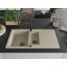Mexen Matias granite sink, 1.5-bowl with drainer and Duo kitchen tap, beige - 6502-69-671701-70-B