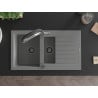 Mexen Matias Granite Sink 1.5-Bowl with Drainer and Duo Kitchen Tap, Grey - 6502-71-671701-07-B