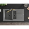 Mexen Matias granite sink 1.5-bowl with drainer and Duo kitchen faucet, gray - 6502-71-671701-57-B
