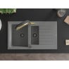 Mexen Matias granite sink 1.5-bowl with drainer and Duo kitchen tap, grey - 6502-71-671701-57-B