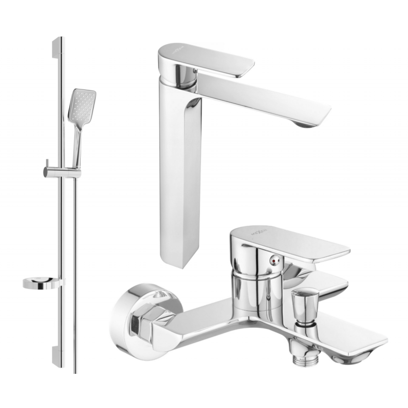 Mexen Alexa DQ62 bath set, chrome - 71213DS62-00