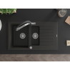Mexen Matias granite kitchen sink 1.5-bowl with drainer and Duo kitchen faucet, black/gold metallic - 6502-75-671701-07