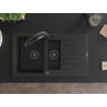 Mexen Matias granite sink 1.5-bowl with drainer and Duo kitchen faucet, black/gold metallic - 6502-75-671701-70-B