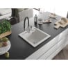 Mexen Vito granite sink 1-bowl with Duo kitchen faucet, white - 6503-20-671701-07