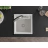 Mexen Vito granite sink 1-bowl with Duo kitchen tap, white - 6503-20-671701-07