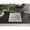 Mexen Vito granite kitchen sink 1-bowl with Duo kitchen faucet, white - 6503-20-671701-57-G