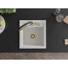 Mexen Vito granite kitchen sink 1-bowl with Duo kitchen faucet, white - 6503-20-671701-57-G