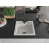 Mexen Vito 1-bowl granite kitchen sink with Duo kitchen faucet, white - 6503-20-671701-70-B