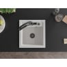 Mexen Vito 1-bowl granite sink with Duo kitchen tap, white - 6503-20-671701-70-B