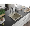 Mexen Vito 1-Bowl Granite Sink with Duo Kitchen Faucet, Beige - 6503-69-671701-07-B