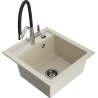 Mexen Vito 1-Bowl Granite Sink with Duo Kitchen Faucet, Beige - 6503-69-671701-07-B
