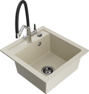 Mexen Vito 1-Bowl Granite Sink with Duo Kitchen Faucet, Beige - 6503-69-671701-07-B