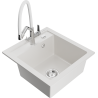 Mexen Vito 1-bowl granite kitchen sink with Duo faucet, white - 6503-20-671701-02